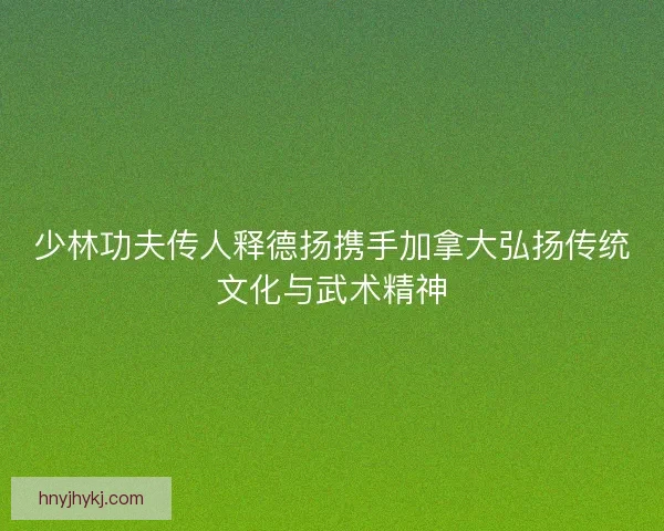 少林功夫传人释德扬携手加拿大弘扬传统文化与武术精神